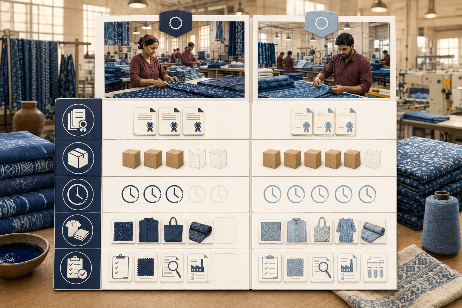 Illustration: evaluation criteria for comparing Fair Trade certified manufacturers