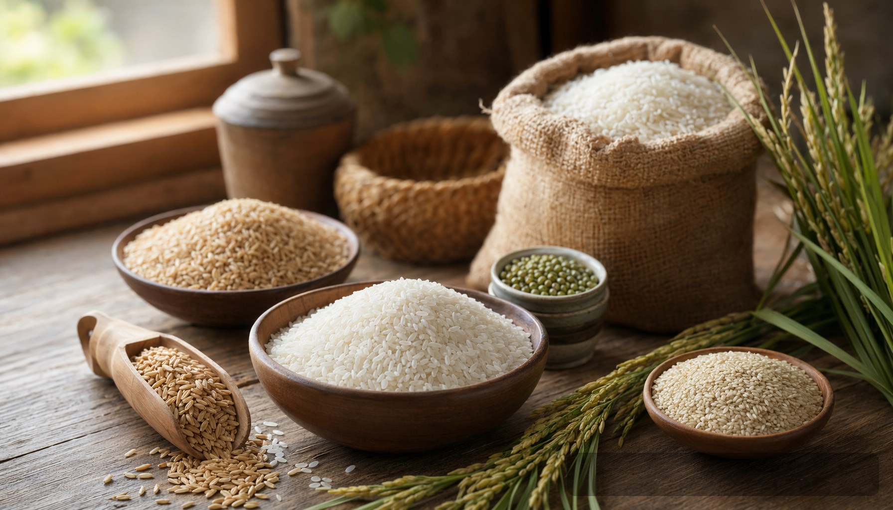 Rice grains in a milling facility representing nutrition-focused processing in Telangana